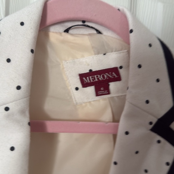 Merona White Blazer with Black Polka Dots size 6 - Picture 2 of 4